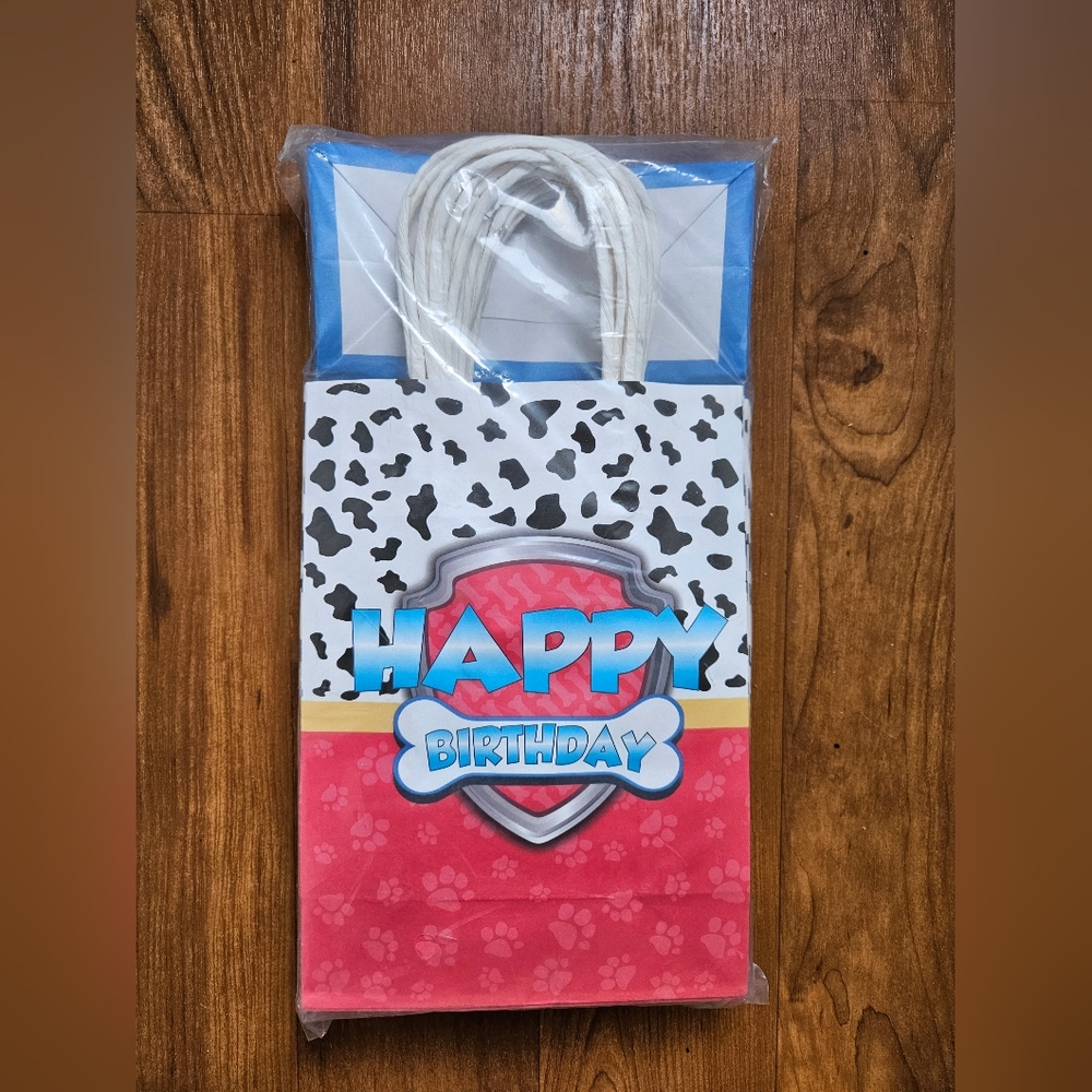 Happy Birthday Party Paw Patrol Gift Bag - Red and Blue